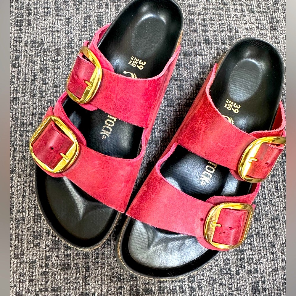 Fire Red Birkenstock Arizona Big Buckle